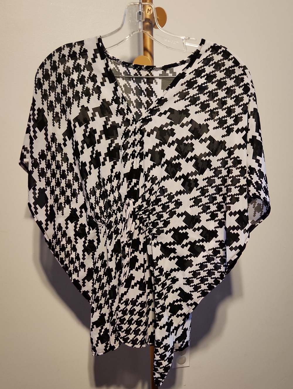 Black & White Houndstooth Beach Coverup
